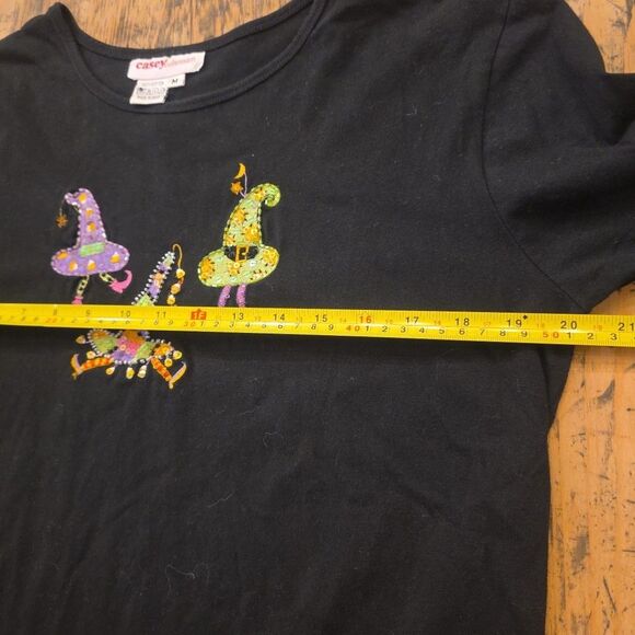 CASEY COLEMAN Women's M Halloween Witch Hats 3/4 Sleeve Top Beaded Embroidered - Picture 5 of 9